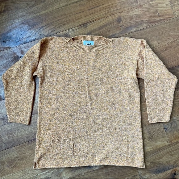 Flax Heathered Cotton Long Sleeve Boxy Tunic Sweater in Marigold Orange - Picture 4 of 9